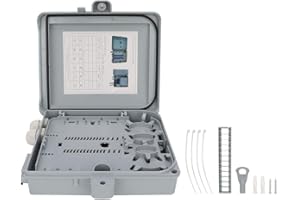 Walfront Wall-Mount Fibre Termination Box, 12 Port Indoor Outdoor IP65 Rated Fibre Splitter Enclosure for FTTH Networks