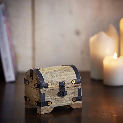 Kleine Holztruhe (Holzkiste) als Schatztruhe, Schmuckkästchen oder Spardose - helles Holz - 10 cm x 7 cm x 8,5 cm
