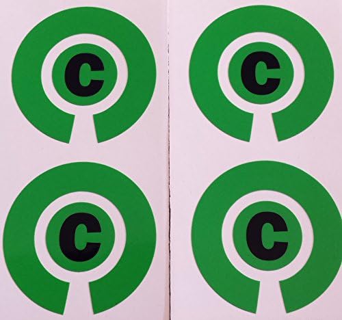Crown Green Lawn Indoor Bowls Adhesive Lettered Coloured Marker Labels Set of 4 (Green, C)