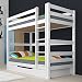 Produktbild Delinea Etagenbett Stockbett Doppelstockbett LARS inkl Bettkasten, und 3 x Roll-Lattenrost Buche Massiv Vollholz Weiß lackiert Robust und Stabil
