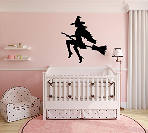 INDIGOS WG30415-70 Wandtattoo w415 Sexy Engel Fee Hexe auf Besen Wandaufkleber 120 x 117 cm, schwarz - 4