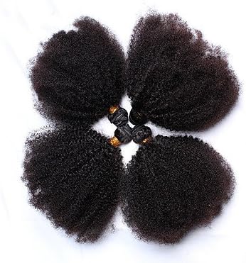 wdbs Strands at Waves Real Hair Mongolian Kinky Curly 12 Months 4 Pieces Tesse Hair, Natural Black