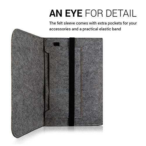 kwmobile Laptoptasche Filz Sleeve für 11″ 11,6″ Laptop / Tablet – Notebook Tasche Schutzhülle Laptop Case Hülle in Grau mit Innentaschen Innenmaße: ca. 31,5 x 25 cm - 4