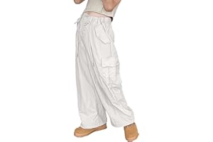 Rolanko Pantalon Cargo Parachute Baggy pour Filles, Pantalon de Jogging Vintage Y2K avec Taille Élastique Ajustable pour Enfants
