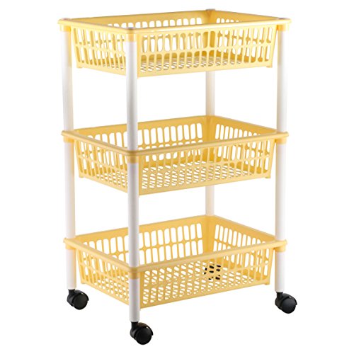 axentia Rollwagen – Allzweckwagen für Büro, Küche & Bad – Rollregal aus Kunststoff- Küchenwagen mit 3 Körben – Nischenregal modern – Korbregal platzsparend, keine Farbauswahl möglich - 5