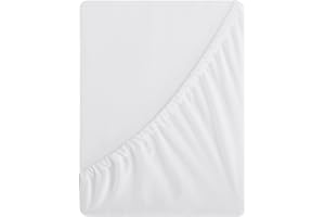 Aisbo King Size Fitted Sheet White - Extra Deep Pocket Bed Sheet 16 inch 40 cm - Microfiber Bottom Sheet, 150x200cm