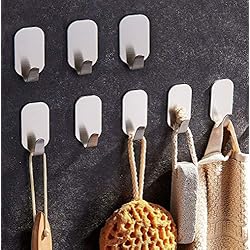ZUNTO Crochets Adhésif Crochet Mural Acier inoxydable Porte Serviettes pour cuisine salle de bain 8 Pièces
