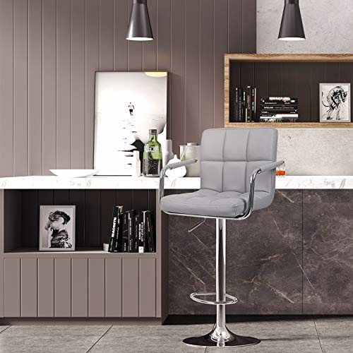 Songmics 2 x Barhocker mit Armlehnen Lehne Belastbar bis 200 kg grau LJB93G - 2