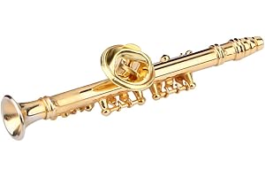FTVOGUE Broche Elegante de Oro de la Broche del Instrumento Musical de la Broche del Clarinete del Chapado en oro con la caja de regalo