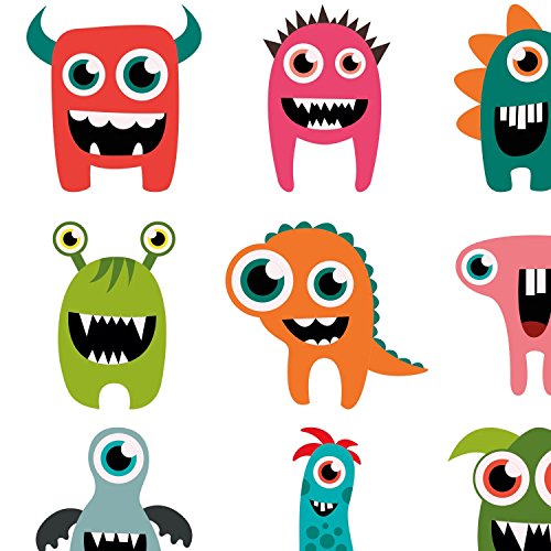 atFoliX Aufkleber Monster-Familie Set 1 – 36 Motive ca 30x30mm FX-Sticker (Luftkanaltechnologie – wieder ablösbar) - 2