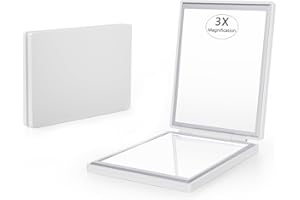 Kintion Compact Mirror, 1x/3x Magnification Pocket Small Mirror for Purse, Handbag, Portable Travel Makeup Mirror, Handheld, Folding, Gifts for Girls Women Men, White