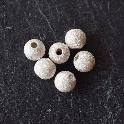 Sterling Silver (925) Round Stardust Beads | Pack of 12 | 4mm (1mm hole) | Variety of Pack Sizes | Free Delivery