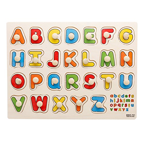 mi ji Transport en Bois Peg Puzzle Jigsaw Bundle Forme Jouets et Jeux pour L'age 2-7 Ans Enfants Enfants Bebe Jouets 1 Set (Lettre)