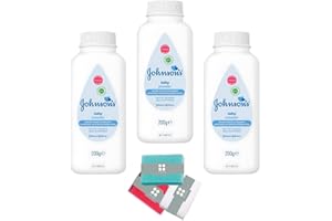 Johnson's Newborn Essentials with Our 3-Pack Baby Talc 200g Bundled with 1pc of SAESR Sponge. Dermatologist Tested New Born Baby Essentials and Baby Products for Baby's Delicate Skin.