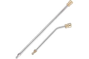 SSEHCWAN 2Pcs Pressure Washer Extension Wand, Extension Lance (15"/38cm ) + 30°Curved Extension Rod (8.7"/22cm), 1/4 Inch Quick Connect, 4000 PSI