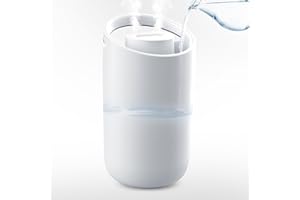 CAWJUG Top Fill Cool Mist Humidifier for Bedroom, 2.5L Tank, Single Mist Outlet, Adjustable Mist Levels, Easy to Fill & Clean, Whisper-quiet <25dB, Up to 25H Runtime for Baby, Plants & Office