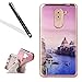 Produktbild Huawei Honor 6X Silikon Handy Hülle,Leeook Elegant Retro Luxus Schön Blau Rosa Venedig Wasser Stadt Crystal Soft Clear Case Electroplate Plating Gold Frame Scratch-Resistant Bumper Soft Rückseite Cover Tasche Ultradünne Galvanisiergeräte Weicher Gel TPU Tasche Schutzhülle Hülle Tasche für Huawei Honor 6X + 1 x Schwarz Eingabestift-Blue Pink Venice Water City