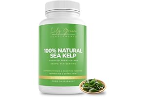 LILY GREEN SUPPLEMENTS Lily Green Organic Sea Kelp | 500mg Per Serving Thyroid Support Supplement | 435mcg of Iodine Supplement per Capsule | Non-GMO & No Artificial Fillers Cognitive Supplements | 90 Capsules | Made in UK