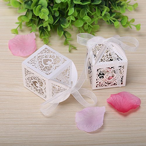 GHB 100pcs Süßigkeit Kästen Geschenkboxen Hochzeit Bonbons Boxen für Partys Geschenk Taufe Hochzeit Geburtstag usw Dekorpapier Weiß - 2