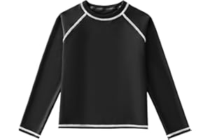 SWAUSWAUK Rash Vest Kids 6-12 Years - Long Sleeve Boys Swim Top UV Protection UPF 50+ Boys Swimming Shirts