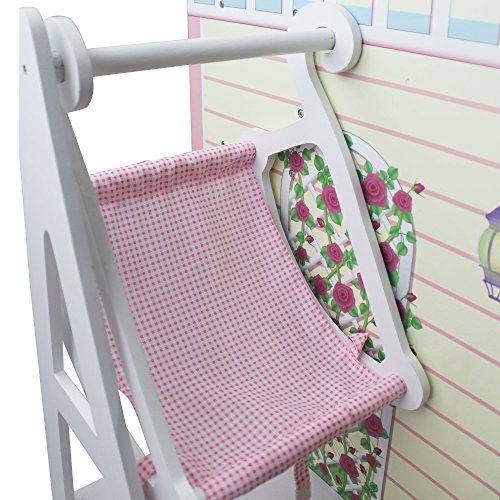 Teamson Kids - All in One 18 inch Baby Doll Nursery Station (Changing Table + Crib + High Chair + Cabinet) with Swing | Wooden 18 inch Doll Furniture