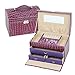 Produktbild AMYMGLL Leder Krokodil Muster Schmuckschatulle, 3 Schichten Ohrringe Halskette Schmuck Aufbewahrungsbox für Frauen , purple , 23.5*15.5*16.5
