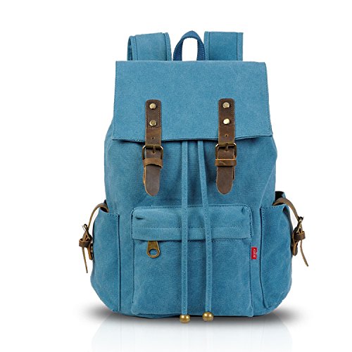 FANDARE Retro Laptop Notebook Rucksack Geeignet für bis zu 16 Zoll Damen Herren Schulrucksack für die Schule Wandern Daypack Leinwand