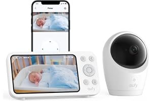 eufy Babyphone mit Kamera E20, App- & Offline-Steuerung, 2K HD, Ultraklare Nachtsicht, Schwenk-Neige-Funktion, 4× Zoom, Mobile Kamera mit Integriertem Akku, ANR, Smarte Alarme, WLAN-An/Ausschalter
