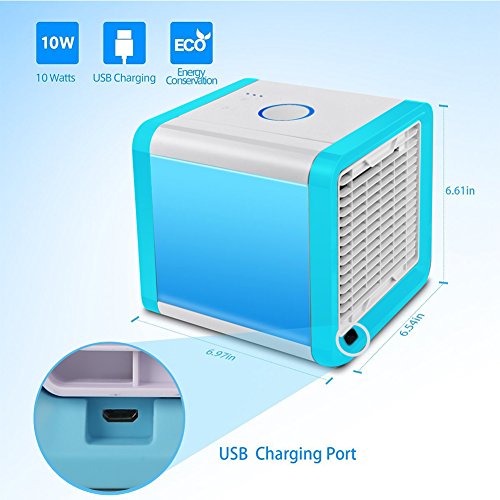 confronta il prezzo Condizionatore Portatile Raffreddatore D'aria Evaporativo Mini 3 in 1 Dispositivo di Dell'aria Umidificatore Purificatore Ventilatore ad Aria Condizionata 7 Colori LED (bianco) miglior prezzo