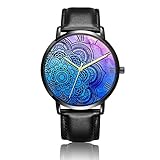 [kosung] Rainbow Flagge Armbanduhr, individuelle Unisex Wasserdicht Edelstahl Handgelenk Quarzuhr mit Schwarz PU-Leder Handgelenk Band für Business Casual Collection Zweck, Herren, W-6