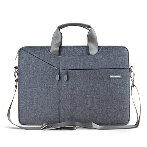 Laptop Notebook Schultertasche, EKOOS Business Aktenkoffer Tasche Hülle Sleeve Einfache Stil Wasserdichte Nylon Stoff Notebook Sleeve für Macbook Air / Pro Retina, Microsoft Surface Pro 4/3, Ultrabook, Netbook (13.3, Grau)