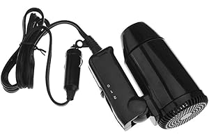 TOTMOX Portable 12V Hot&Cold Car Hair Dryer with 2 Levels of Wind, Low Noise Foldable Fast Drying Hair Clothes Window Defroster for Home Camping Traveling