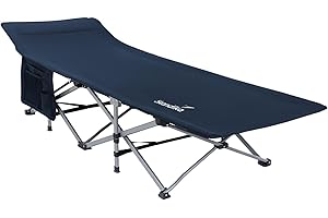 Skandika Viia | brandina da campeggio comodo, pieghevole, struttura stabile, fino a 200 kg, ampia superficie di sdraio, 208 x 75 cm, tasca laterale | sdraio da campeggio per tende, festival, casa