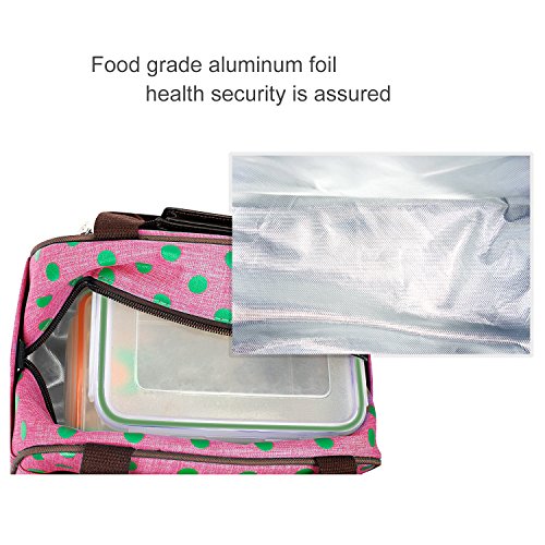 Vakoo Lunch Bag Lunchbox Tasche Cool Kühltasche Picknicktasche Isoliert Thermotasche für Camping, Picknick (Rosa) - 6