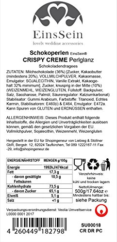 500g Crispy Schokoperlen Schokokugeln EinsSein® creme Perlglanz Gastgeschenke Hochzeit Hochzeitsmandeln Zuckermandeln Schokomandeln Candy Bar Bonbons Schokotafeln Dragees Taufmandeln Bonboniere - 2