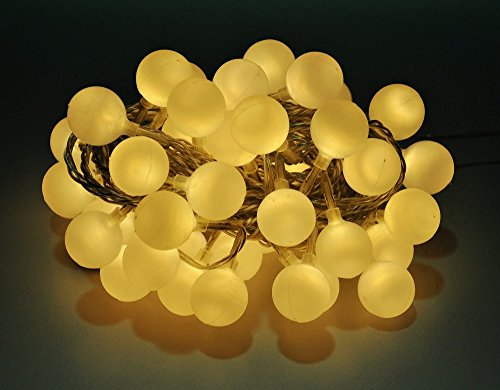 LED Lichterkette Bunt oder Warmweiß Partylichterkette LEDs stabile Kugeln IP44, Farbe:Warmweiß;Länge:12 m - 2