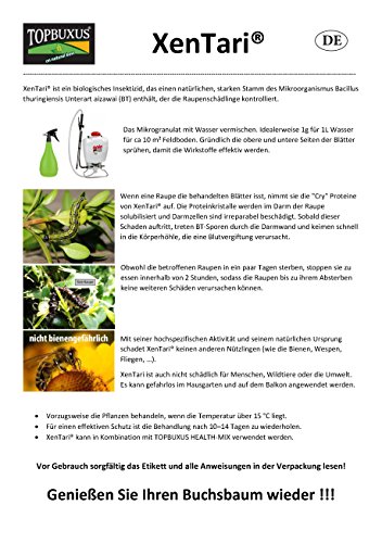 TOPUXUS XenTari, gegen Buchsbaumzünsler. Profi Dosierung, Bio profi Produkt. Stoppt Raupen Schäden im Buchsbaum, mach es wie der Züchter! ( incl. Ned gebruiksaanwijzing ) - 2