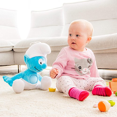 DIE SCHLÜMPFE Nachtlicht Schlumpf mit Musik Schlaflieder Plüsch Kuscheltier waschbar Baby Spielzeug zum Schlummern und Musik abspielen von ANSMANN – bestätigte Kindersicherheit - 4