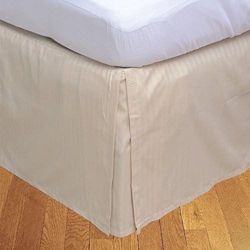 Dreamz Bedding Super Soft Egyptian Cotton 650 Thread Count Elegant Finish 1pc Box Pleated Bed Skirt (Drop Length: 24 Inch) Euro Extra Small Single, Ivory Cream Butter Stripe