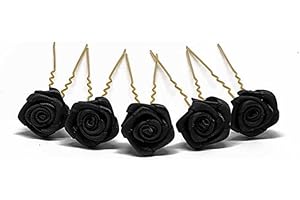 FLEXISTORE 5 rose con forcina - Gioielli per capelli - per capelli profondi - Set oro - Nero