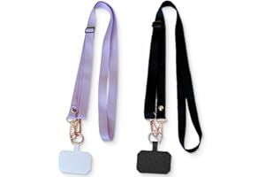 WUMZIRA Cadena Universal para teléfono móvil, 2 Unidades, 2 Cadenas Ajustables, 2 Parches duraderos, cordón para teléfono móvil, Compatible con la mayoría de los smartphones