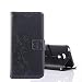 Produktbild LG G6 Hülle, LG G6 Schutzhülle, Alfort Carving Lederhülle Fashion Design Premium PU Leder Hohe Qualität Tasche Case Cover Kasten Abdeckung Wallet für LG G6 5.7" Smartphone Funktion Standfunktion Unterstützte Telefone und Magnetverschluss mit Schmetterling ( Schwarz )