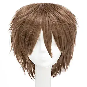 S-noilite Women Mens Short Fluffy Straight Hair Wigs Anime Cosplay Party Dress Costume Pixie Wig (Light Brown)