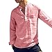 Produktbild BHYDRY Mens Casual Leinen Knopf Einfache Langarm Streifen Lose T-Shirt Bluse Top(XXX-Large,Rot)