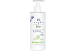 POUPINA - Le Liniment bébé 2en1 anti-irritation certifié bio - Recette Oléo-Calcaire - Nettoyant + Lotion barrière - 100% d'ingrédients d'Origine Naturelle - Vegan - Fabriqué en France - 750 mL