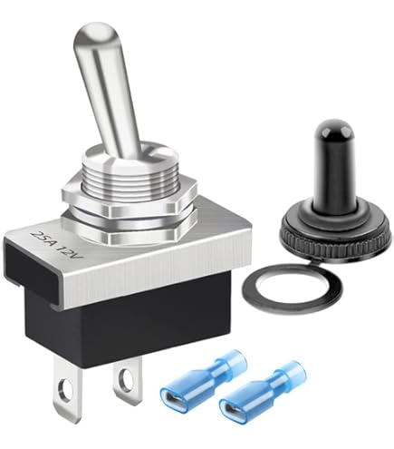 Lot De 4 Interrupteurs à Bascule SPST Métal - 12V 25A - Capuchon étanche - Pour Voiture, Bateau, Projets électroniques - 2
