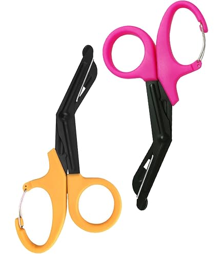 Rettungsschere Verbandschere – 19 Cm Edelstahl, Rosa/gelb, Mit Gürtelclip Für Erste Hilfe, Pflege & Outdoor