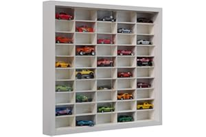 Decographics | Estante Expositor H50 | Compatible con Hot Wheels | Capacidad 50 Coches | Vitrina para colección | Organizador de Coches (Blanco Interior Blanco)