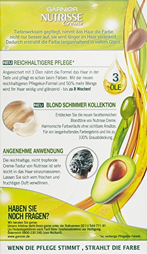 Garnier Nutrisse Creme Coloration Dunkles Goldblond 63, Färbung für Haare für permanente Haarfarbe (mit 3 nährenden Ölen), 1 Stück - 3
