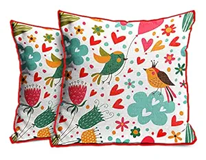 DREAMVIO Polyester 200TC Cushion Covers, 12 x 12 inch, Multicolour, Set of 2